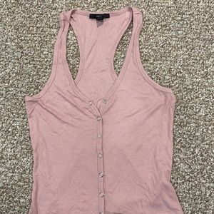 MAUVE BUTTON UP RAZORBACK TANK